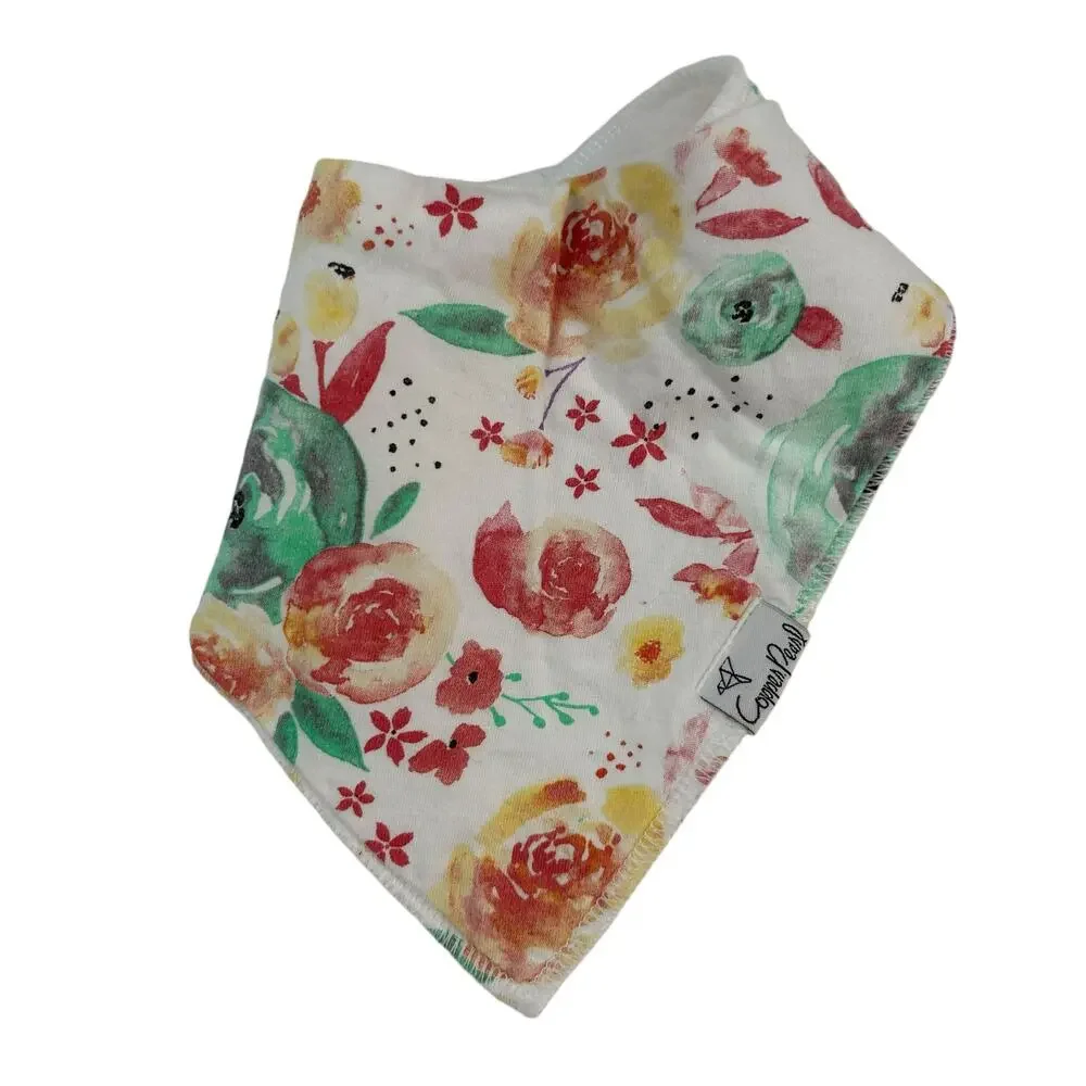 Copper Pearl Multicolor Watercolor Floral Print Fleece Lined Bib One Size